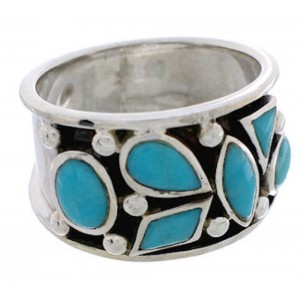 Southwestern Genuine Sterling Silver Turquoise Ring Size 6-3/4 TX28269