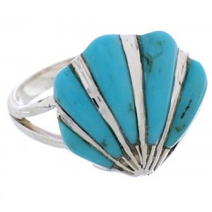 Turquoise Seashell Silver Ring Size 5 FX22318