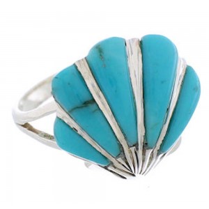 Seashell Jewelry Turquoise Silver Ring Size 8-1/4 FX22331