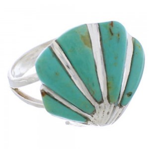 Sterling Silver Seashell Jewelry Turquoise Ring Size 8-3/4 FX22372