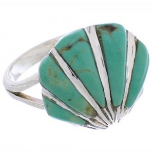 Sterling Silver Southwest Seashell Turquoise Ring Size 7-3/4 FX22374