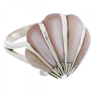 Pink Shell Seashell Sterling Silver Ring Size 8-1/4 FX22358
