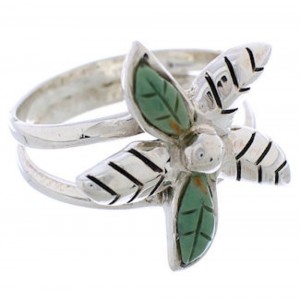 Turquoise Flower Jewelry Silver Ring Size 7-3/4 FX22289