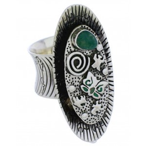 Turquoise Jewelry Bear Butterfly Silver Ring Size 8-3/4 PX41288