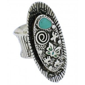 Silver Turquoise Jewelry Bear Butterfly Ring Size 6-3/4 PX41292