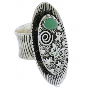 Silver Southwest Turquoise Butterfly Bear Ring Size 6-1/2 PX41293