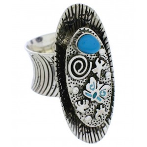 Silver Jewelry Butterfly And Bear Turquoise Ring Size 8-3/4 PX41380