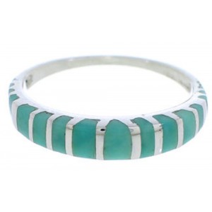 Southwest Turquoise Inlay Silver Ring Size 6-1/4 TX45439