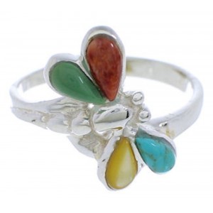 Dragonfly Sterling Silver Southwest Multicolor Ring Size 6-1/4 FX22689