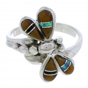 Multicolor Southwest Sterling Silver Dragonfly Ring Size 7-1/4 FX22712