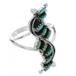 Needlepoint Southwest Turquoise And Silver Ring Size 6-3/4 YX34116