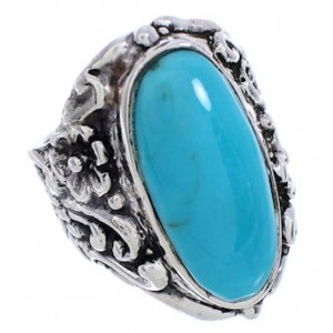 Turquoise Southwest Silver Flower Jewelry Ring Size 6-1/4 YX34250
