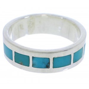 Silver And Turquoise Inlay Southwest Ring Size 6-1/2 UX37559