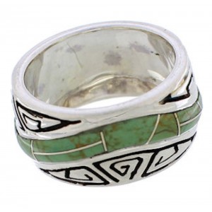 Turquoise Water Wave Genuine Sterling Silver Southwest Ring Size 8-1/4 QX86980