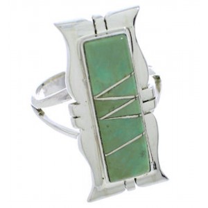 Silver Turquoise Inlay Southwestern Ring Size 7-3/4 MX23571