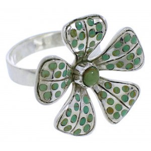 Turquoise Flower Sterling Silver Southwest Ring Size 8-1/2 RX88433