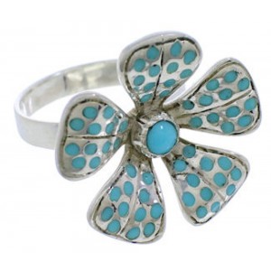 Southwest Sterling Silver Turquoise Flower Ring Size 8-1/4 MX22527