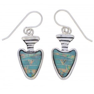 Southwest Turquoise And Opal Arrowhead Earrings EX32687