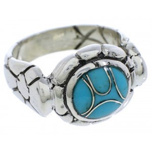 Silver Southwestern Turquoise Inlay Ring Size 5-1/2 WX39504