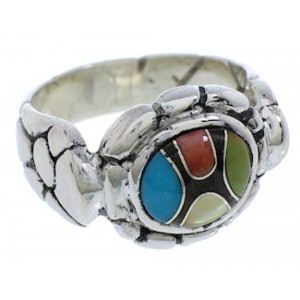 Multicolor Inlay Authentic Sterling Silver Ring Size 7-1/4 WX39511