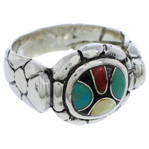 Authentic Sterling Silver Multicolor Ring Size 6-3/4 WX39519