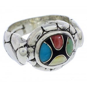 Multicolor Inlay Jewelry Silver Ring Size 6-3/4 WX39561