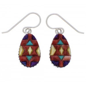 Southwest Multicolor Inlay And Silver Earrings EX32352