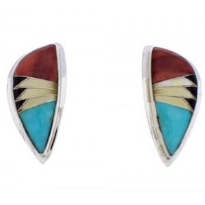 Multicolor Inlay And Sterling Silver Earrings EX32426