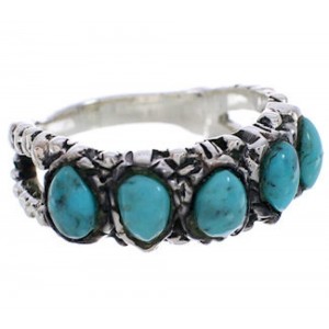 Southwestern Turquoise Sterling Silver Ring Size 8-1/4 WX34713