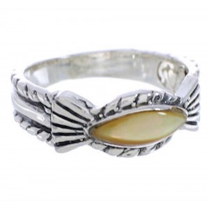 Silver Yellow Mother Of Pearl Southwest Ring Size 6-3/4 WX35264