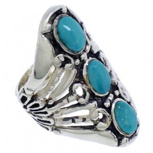 Authentic Sterling Silver And Turquoise Ring Size 6 UX32827
