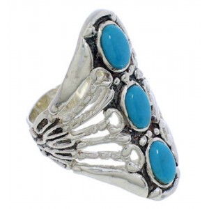 Turquoise Jewelry Genuine Sterling Silver Ring Size 6-3/4 UX32877