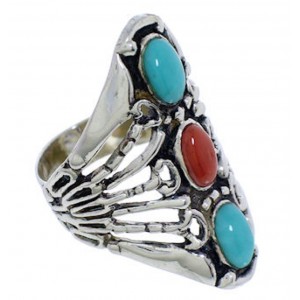 Turquoise Coral Southwest Ring Size 4-1/2 UX32981