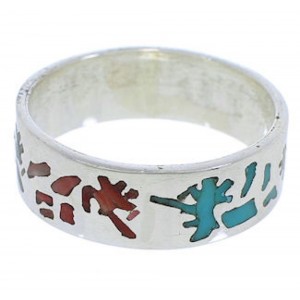 Multicolor Sterling Silver Kokopelli Ring Band Size 6-1/4 UX32653