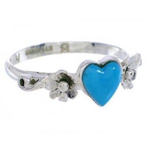 Turquoise Sterling Silver Heart And Flower Ring Size 5-1/4 UX34902