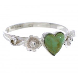 Silver And Turquoise Jewelry Heart Flower Ring Size 5-1/2 UX34977