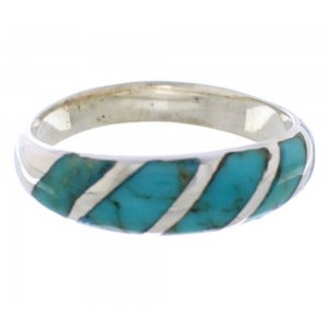 Sterling Silver And Turquoise Inlay Jeweley Ring Size 5-3/4 UX35042