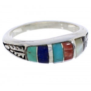 Multicolor Inlay Sterling Silver Jewelry Ring Size 6-1/4 UX35237