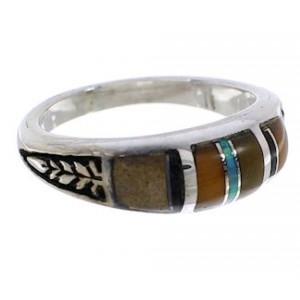 Sterling Silver Jewelry Multicolor Inlay Ring Size 7-3/4 UX35320