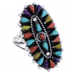 Multicolor Sterling Silver Needlepoint Ring Size 6-3/4 YX35249