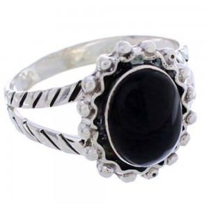 Southwest Jewelry Sterling SilverJet Ring Size 7-1/4 YX35269