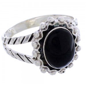 Jet Southwestern Jewelry Silver Ring Size 5-3/4 YX35291