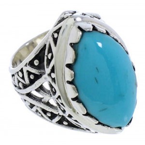 Southwestern Turquoise Genuine Sterling Silver Ring Size 4-3/4 TX38960