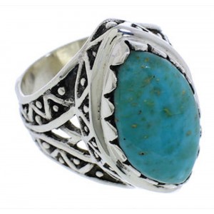 Southwest Turquoise Authentic Sterling Silver Ring Size 8-1/4 TX38975