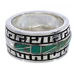 Turquoise And Silver Southwestern Ring Size 8-1/2 TX38468