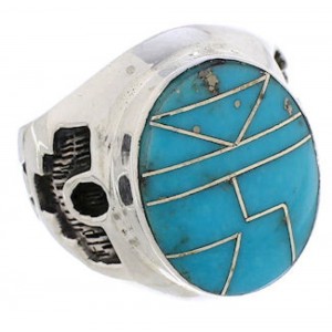 Silver And Turquoise Southwest Jewelry Ring Size 8-3/4 TX38641