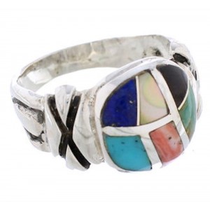 Southwest Silver Multicolor Ring Size 7-3/4 TX40023