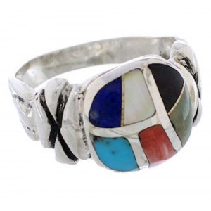 Multicolor Inlay Silver Southwest Ring Size 5 TX40053