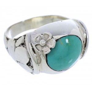 Genuine Sterling Silver Turquoise Flower Ring Size 5-3/4 UX33313
