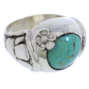 Turquoise And Genuine Sterling Silver Flower Ring Size 6 UX33318